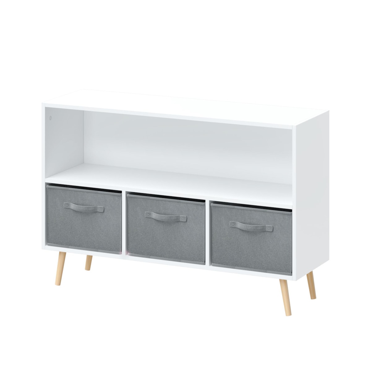 Kids bookcase with Collapsible Fabric Drawers, Children's Book Display, Toy Storage Cabinet Organizer