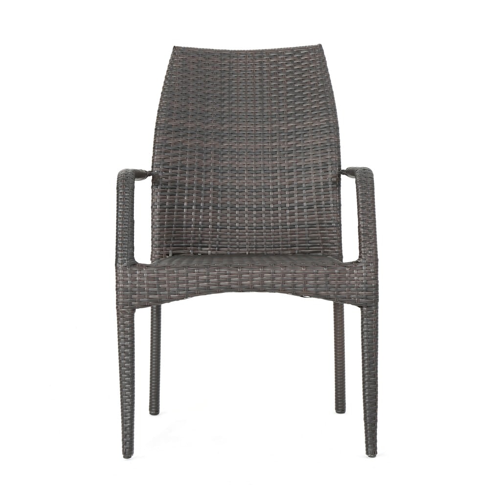 Kiera Outdoor 5-Piece Round Foldable Wicker Dining Set with Umbrella Hole by Christopher Knight Home