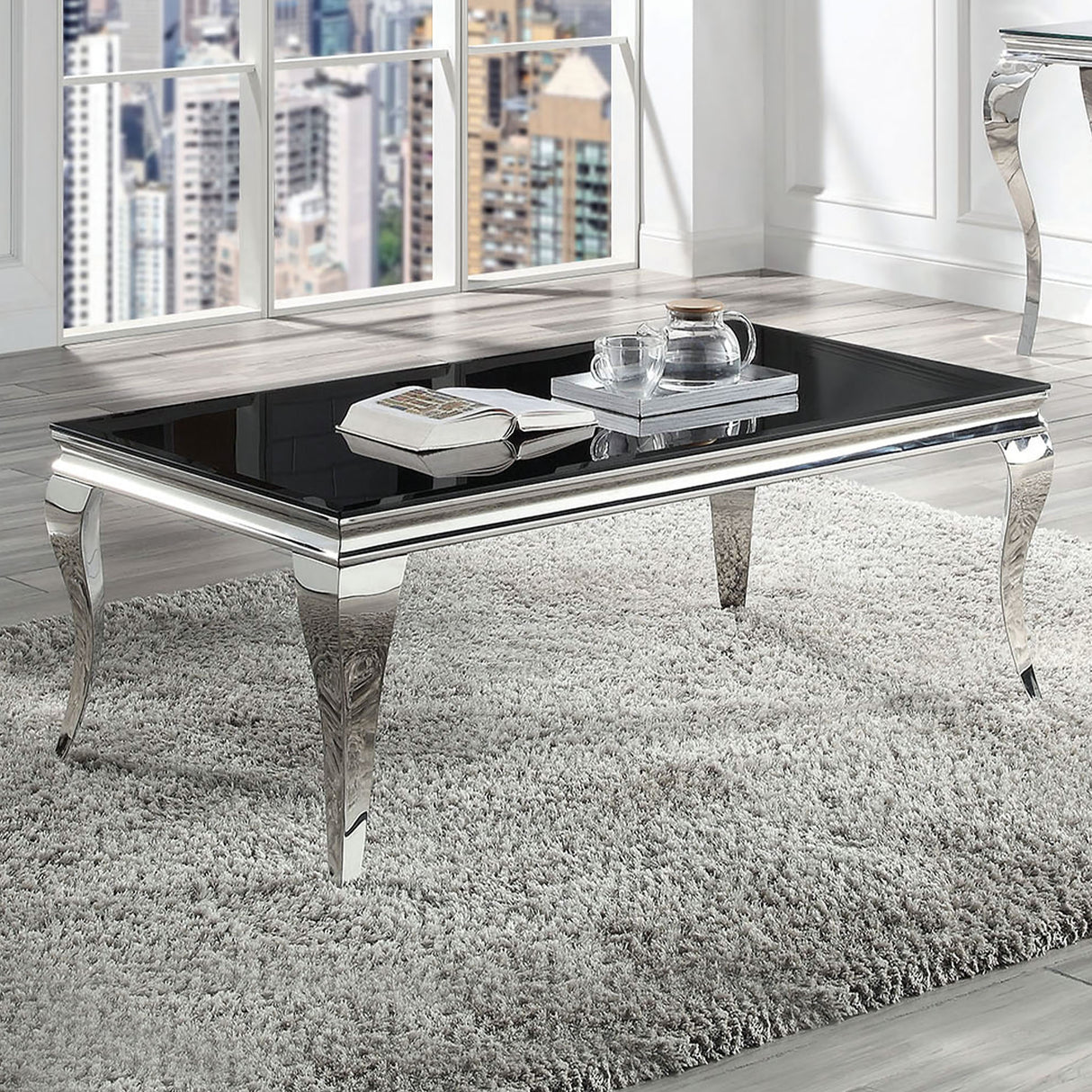 Kiermeyer Contemporary Glass 2-Piece Coffee Table Set by Furniture of America