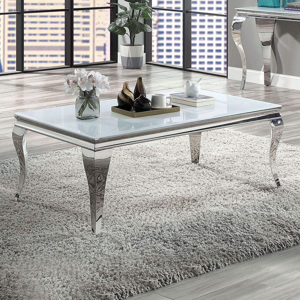 Kiermeyer Contemporary Glass 2-Piece Coffee Table Set by Furniture of America