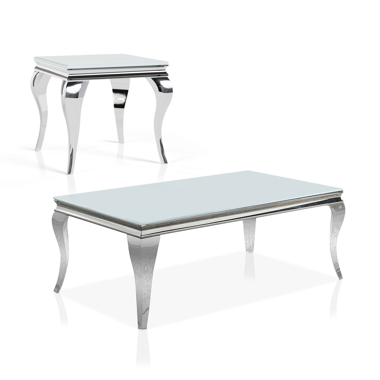 Kiermeyer Contemporary Glass 2-Piece Coffee Table Set by Furniture of America