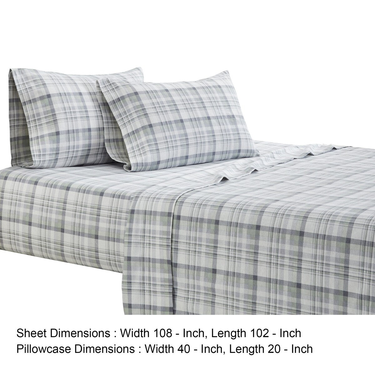 Kiev 4 Piece California King Sheet Set with Plaid Pattern The Urban Port, Gray