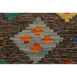 Kilim Alonzo Brown/Blue Hand-Woven Wool Rug- 2'7 x 3'11 - 2'7" x 3'11"