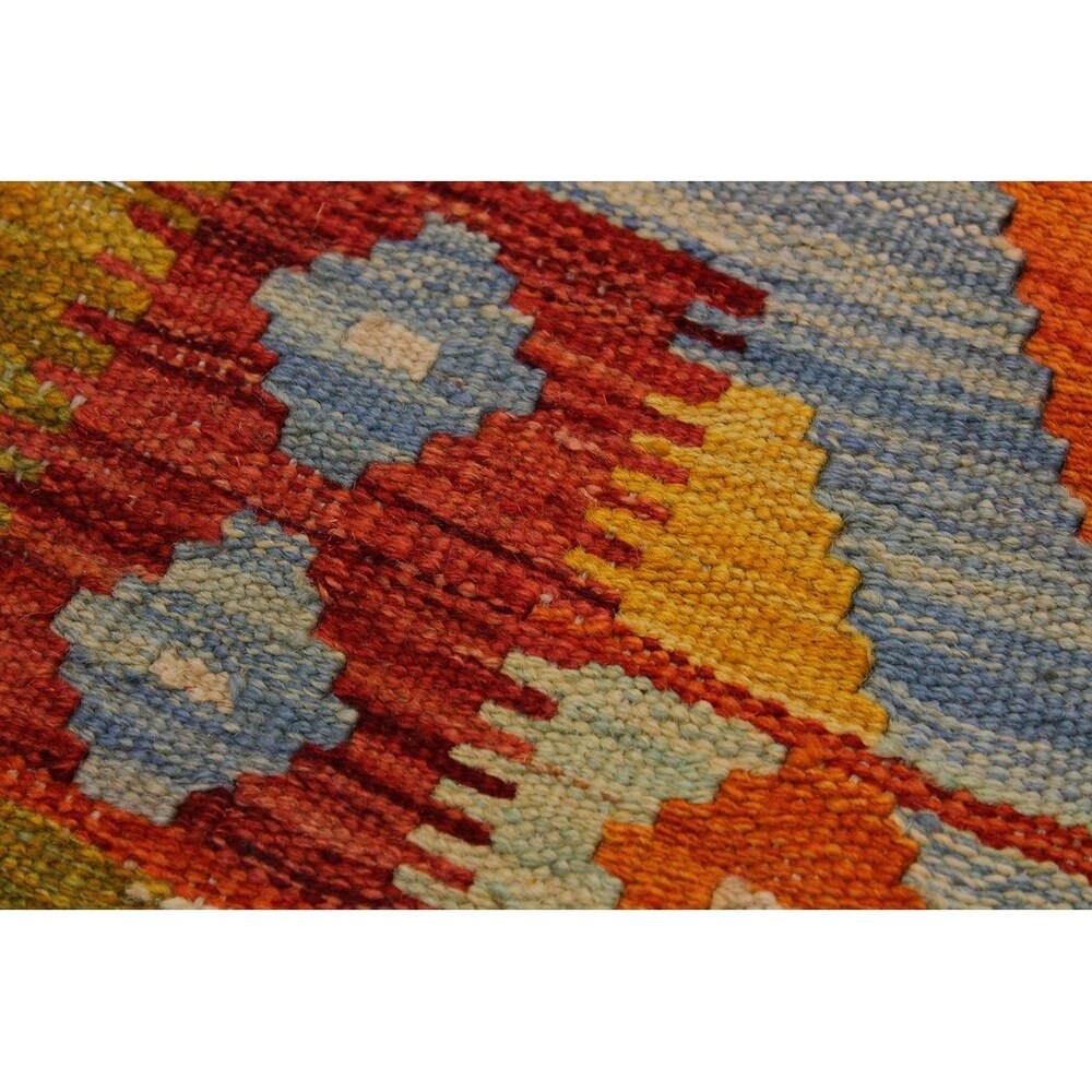 Kilim Angele Teal/Rust Hand-Woven Wool Rug -2'7 x 4'0 - 2 ft. 7 in. X 4 ft. 0 in.