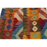 Kilim Angele Teal/Rust Hand-Woven Wool Rug -2'7 x 4'0 - 2 ft. 7 in. X 4 ft. 0 in.