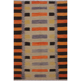 Kilim Angie Gray/Orange Hand-Woven Wool Rug -6'5 x 9'9 - 6 ft. 5 in. X 9 ft. 9 in.