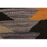 Kilim Angie Gray/Orange Hand-Woven Wool Rug -6'5 x 9'9 - 6 ft. 5 in. X 9 ft. 9 in.