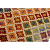 Kilim Annika Ivory/Orange Hand-Woven Wool Rug- 3'5 x 5'2 - 3'5" x 5'2"