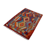 Kilim Bailey Rust/Beige Hand-Woven Wool Rug -2'11 x 3'11 - 2 ft. 11 in. X 3 ft. 11 in.