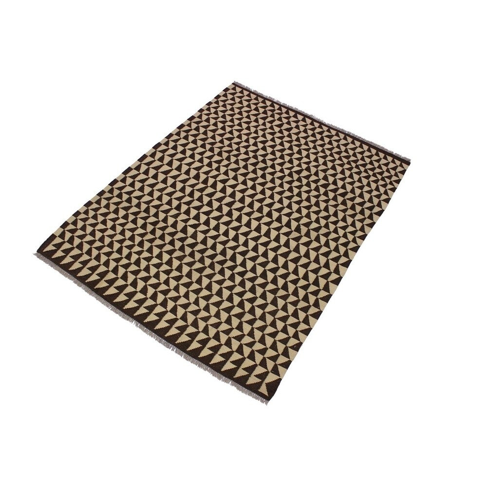 Kilim Brinda Beige/Brown Hand-Woven Wool Rug -4'11 x 6'5 - 4 ft. 11 in. X 6 ft. 5 in. - 4 ft. 11 in. X 6 ft. 5 in.