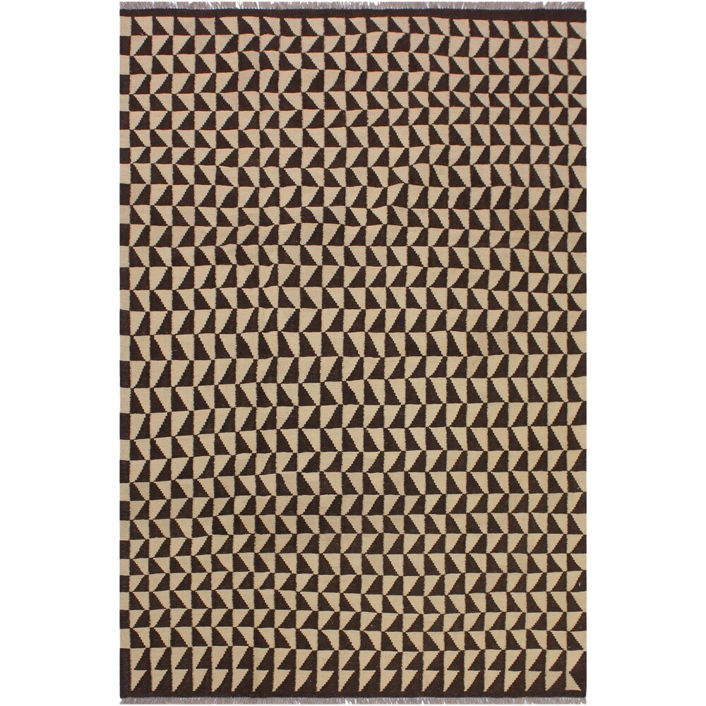 Kilim Brinda Beige/Brown Hand-Woven Wool Rug -4'11 x 6'5 - 4 ft. 11 in. X 6 ft. 5 in. - 4 ft. 11 in. X 6 ft. 5 in.