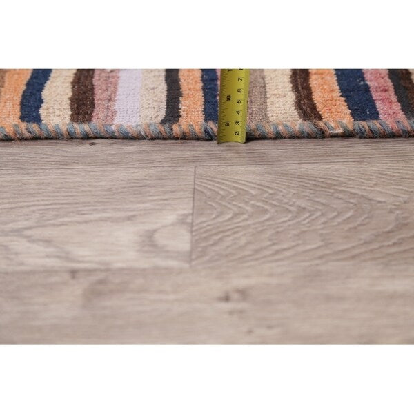 Kilim Contemporary Stripe Hand Woven Wool Persian Area Rug - 6'4" x 4'2"