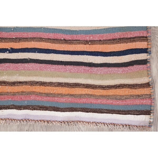 Kilim Contemporary Stripe Hand Woven Wool Persian Area Rug - 6'4" x 4'2"