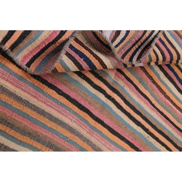 Kilim Contemporary Stripe Hand Woven Wool Persian Area Rug - 6'4" x 4'2"