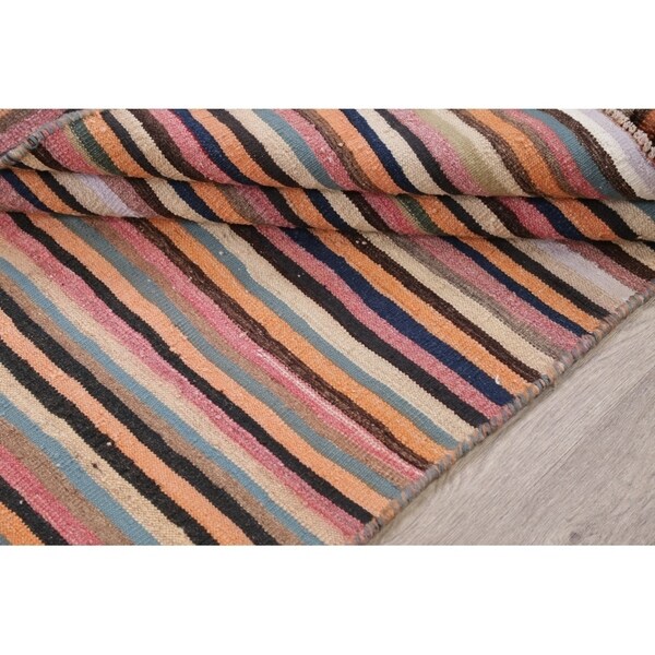 Kilim Contemporary Stripe Hand Woven Wool Persian Area Rug - 6'4" x 4'2"