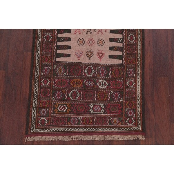 Kilim Geometric Hand Woven Wool Persian Area Rug - 5'10" x 3'3"