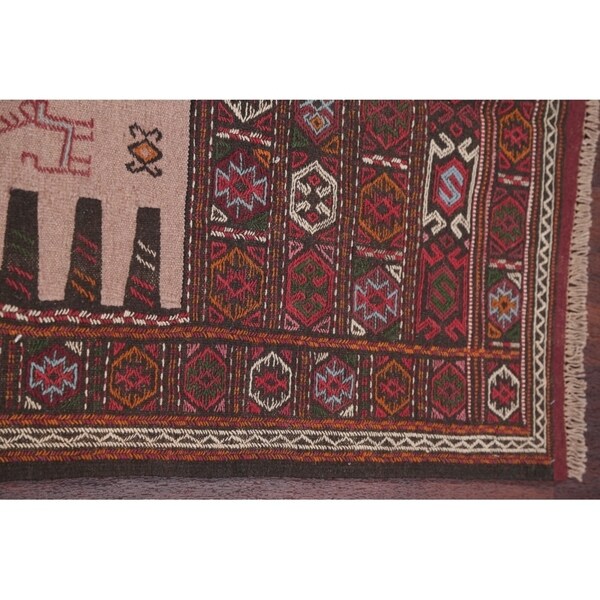 Kilim Geometric Hand Woven Wool Persian Area Rug - 5'10" x 3'3"
