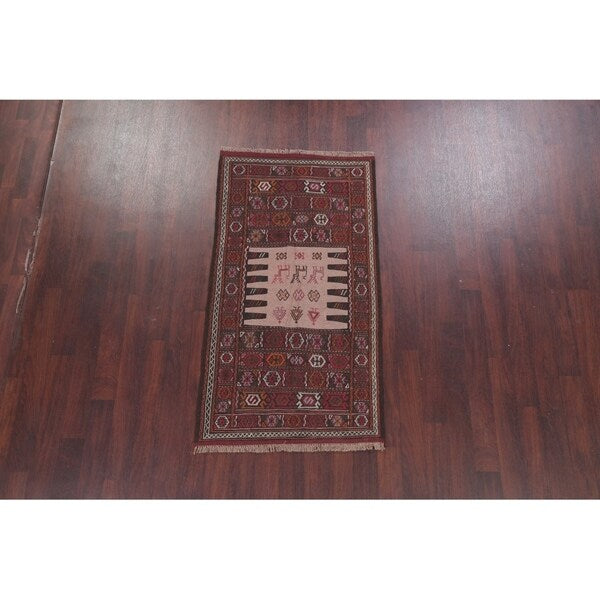 Kilim Geometric Hand Woven Wool Persian Area Rug - 5'10" x 3'3"