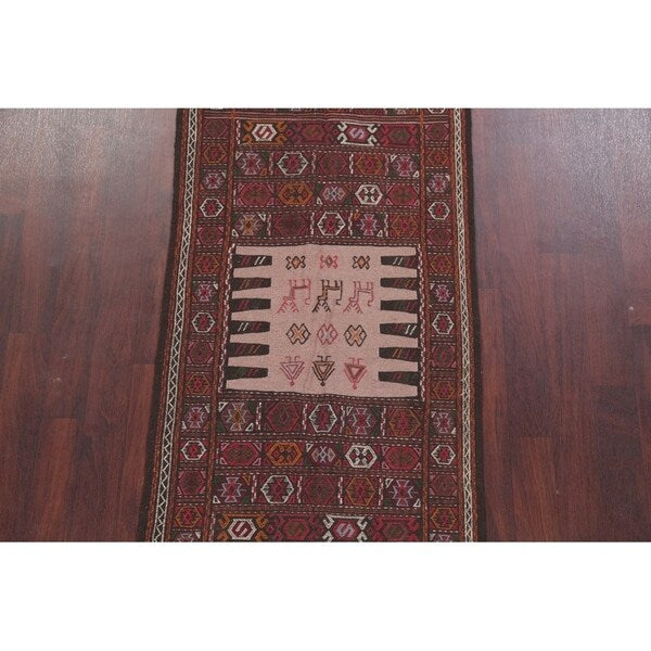 Kilim Geometric Hand Woven Wool Persian Area Rug - 5'10" x 3'3"