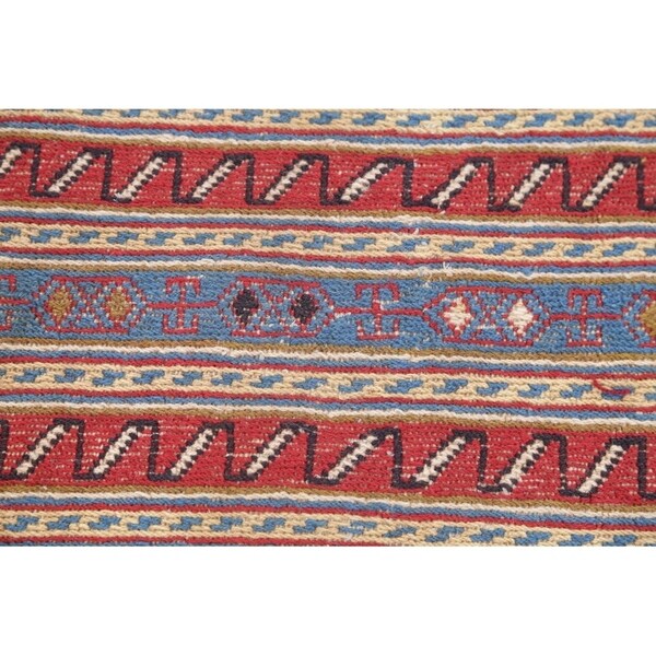 Kilim Geometric Hand Woven Wool Persian Rug - 9'0" x 2'4" Runner