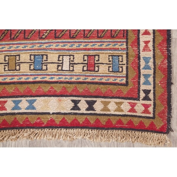 Kilim Geometric Hand Woven Wool Persian Rug - 9'0" x 2'4" Runner