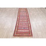 Kilim Geometric Hand Woven Wool Persian Rug - 9'0" x 2'4" Runner