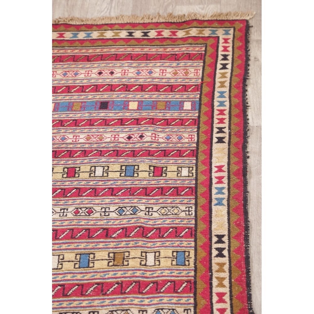 Kilim Geometric Hand Woven Wool Persian Rug - 9'0" x 2'4" Runner