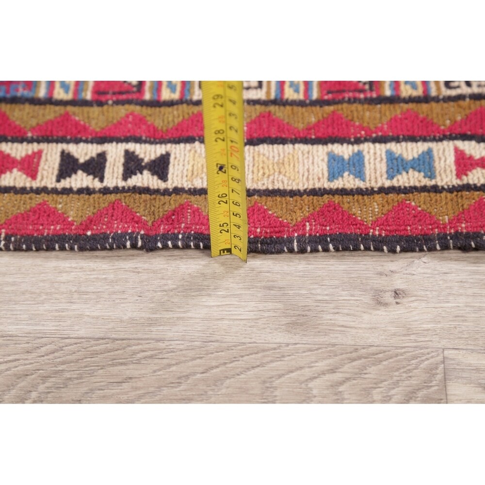 Kilim Geometric Hand Woven Wool Persian Rug - 9'0" x 2'4" Runner