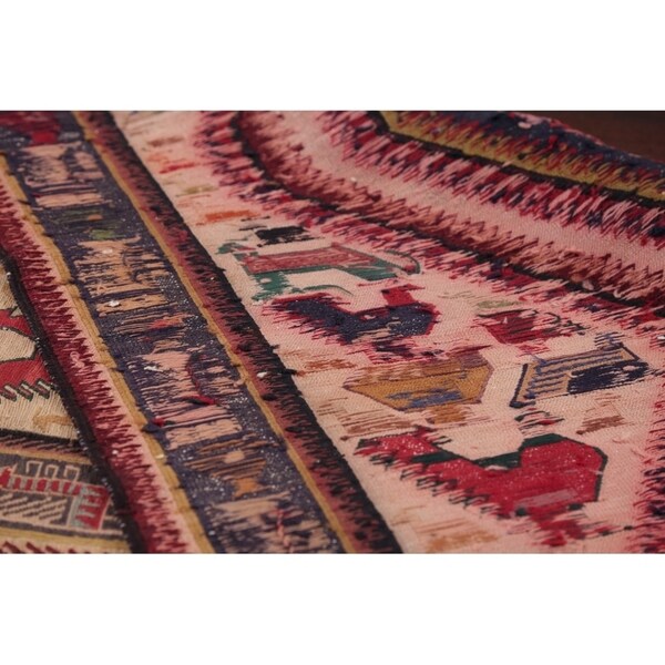 Kilim Geometric Hand Woven Wool Persian Rug - 9'5" x 3'8" Runner