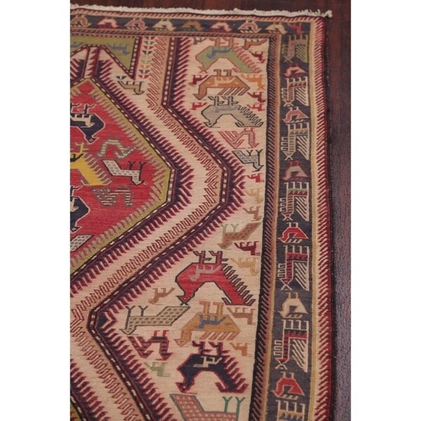 Kilim Geometric Hand Woven Wool Persian Rug - 9'5" x 3'8" Runner