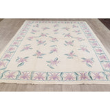 Kilim Indian Floral Hand Woven Wool Oriental Area Rug - 10'2" x 8'3"