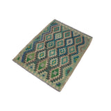 Kilim Lili Lt. Green/Ivory Hand-Woven Wool Rug -4'4 x 5'6 - 4 ft. 4 in. X 5 ft. 6 in.