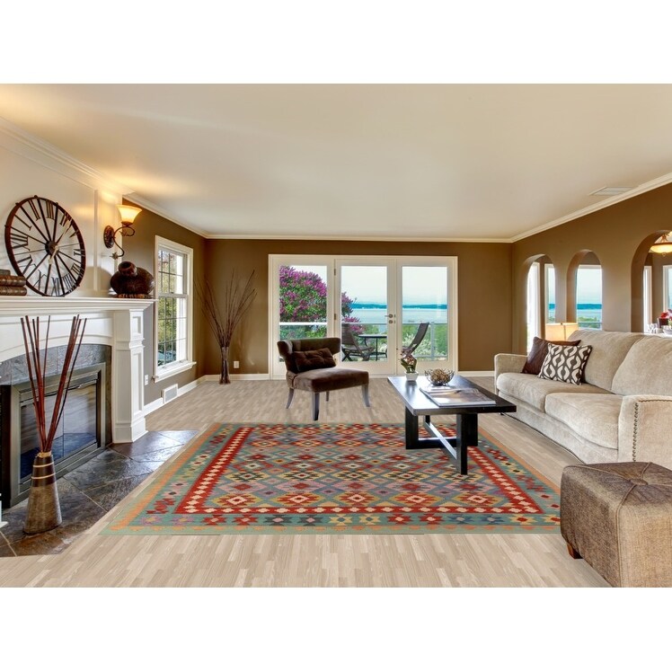 Kilim Oriental Area Rug Flatweave Living Room Wool Carpet - 8'3"x 9'8"