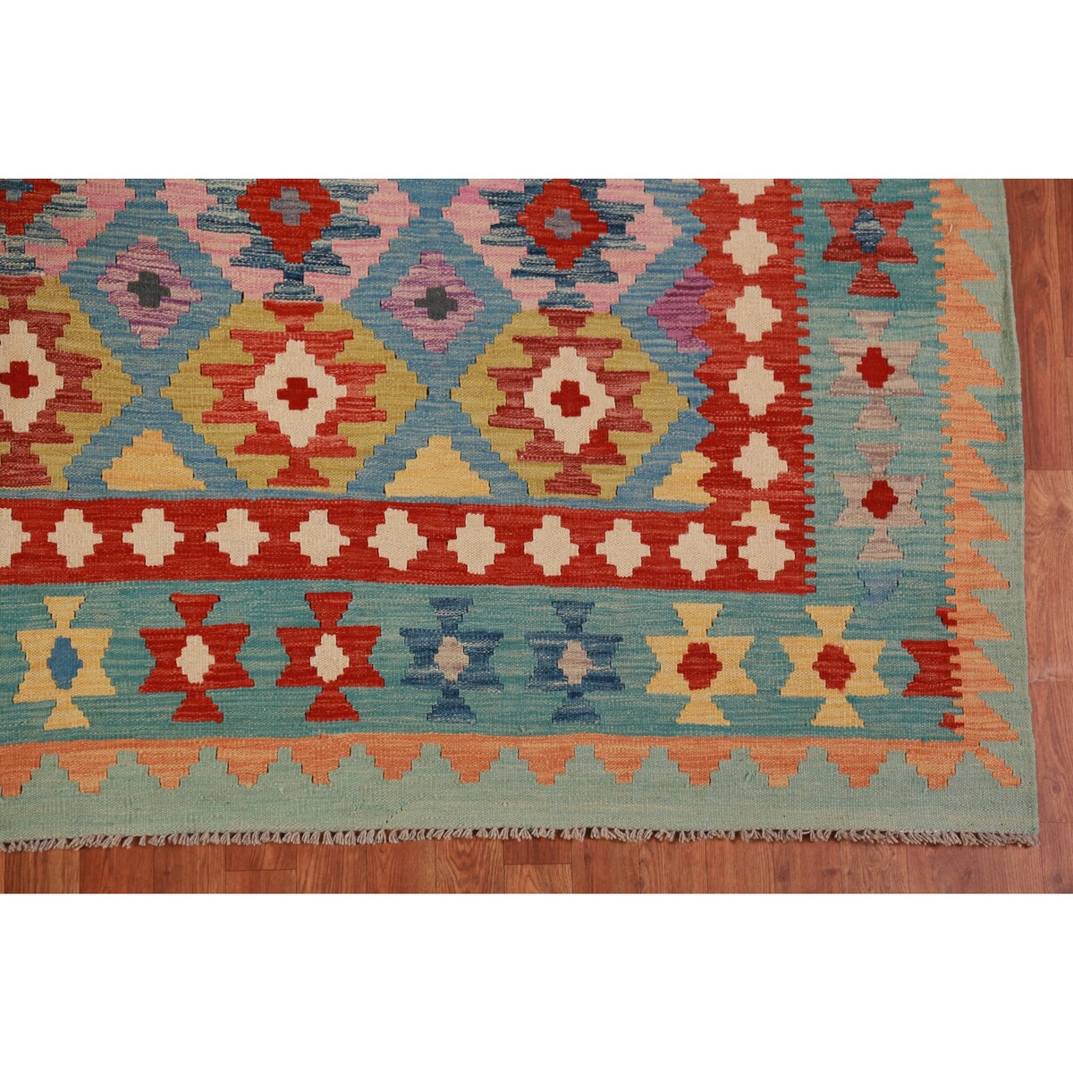 Kilim Oriental Area Rug Flatweave Living Room Wool Carpet - 8'3"x 9'8"