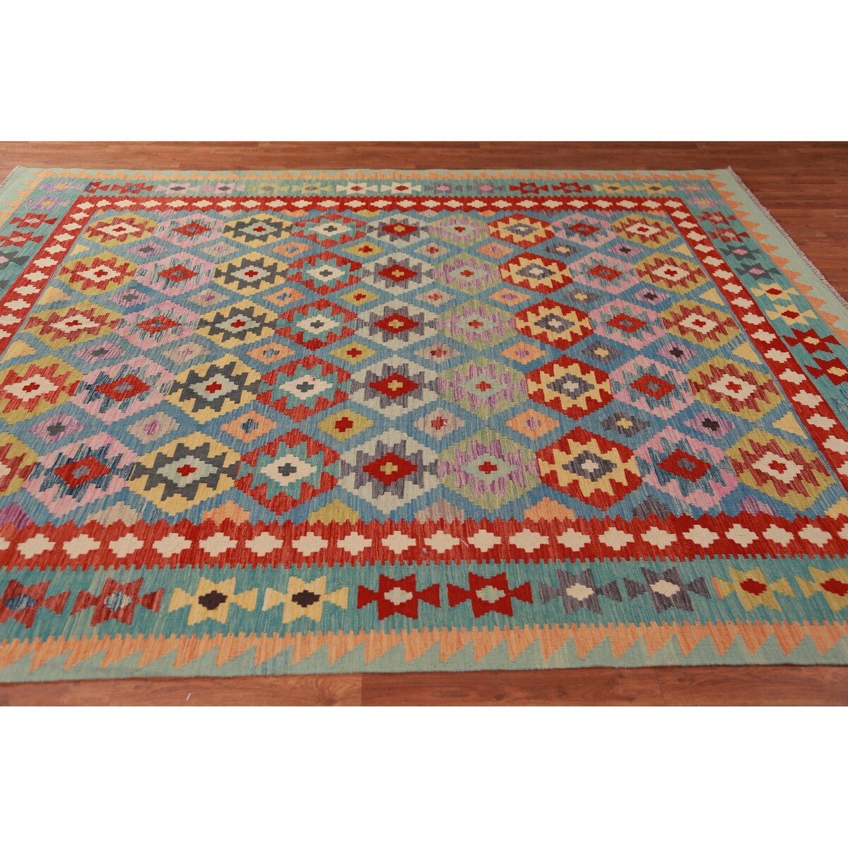 Kilim Oriental Area Rug Flatweave Living Room Wool Carpet - 8'3"x 9'8"