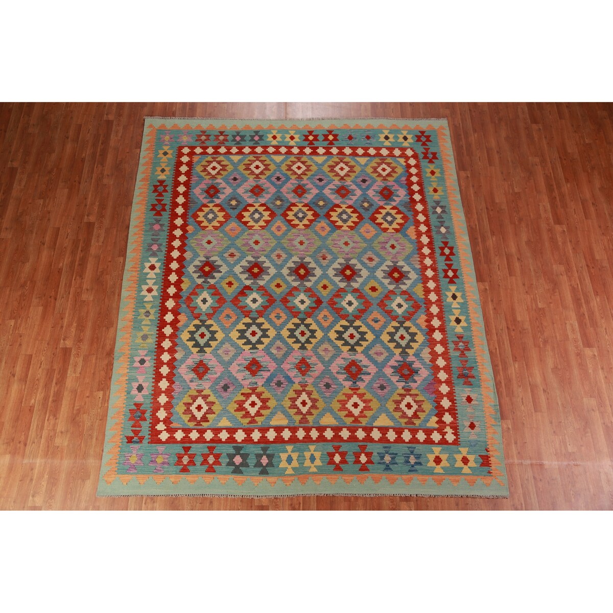 Kilim Oriental Area Rug Flatweave Living Room Wool Carpet - 8'3"x 9'8"