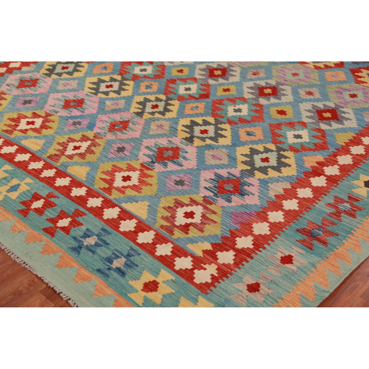 Kilim Oriental Area Rug Flatweave Living Room Wool Carpet - 8'3"x 9'8"
