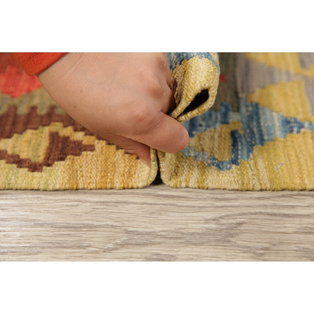Kilim Oriental Diamond Turkish Southwestern Hand Woven Wool Rug - 3'4" X 3'1" Square