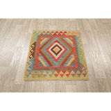 Kilim Oriental Diamond Turkish Southwestern Hand Woven Wool Rug - 3'4" X 3'1" Square
