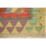 Kilim Oriental Diamond Turkish Southwestern Hand Woven Wool Rug - 3'4" X 3'1" Square