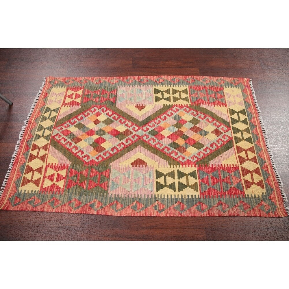 Kilim Oriental Flat Woven Wool Turkish Area Rug - 4'10" x 3'1"