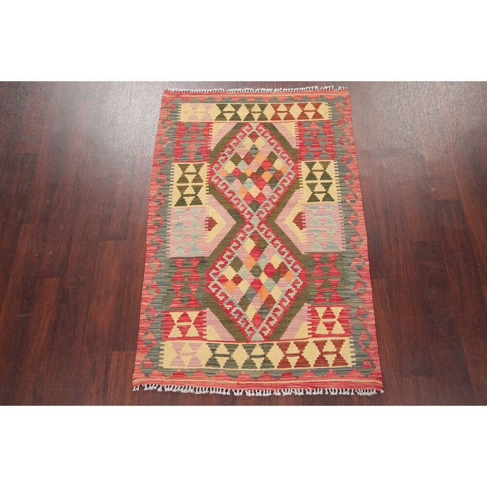 Kilim Oriental Flat Woven Wool Turkish Area Rug - 4'10" x 3'1"
