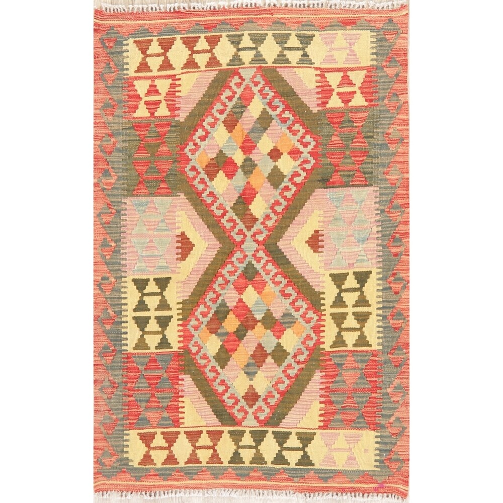 Kilim Oriental Flat Woven Wool Turkish Area Rug - 4'10" x 3'1"