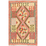 Kilim Oriental Flat Woven Wool Turkish Area Rug - 4'10" x 3'1"