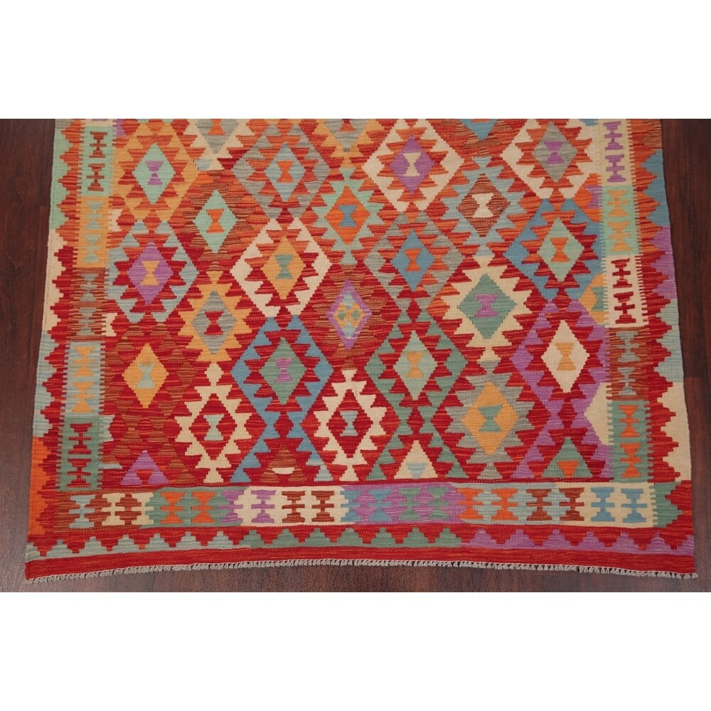 Kilim Oriental Flat Woven Wool Turkish Area Rug - 7'8" x 5'9"