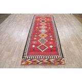 Kilim Qashqai Geometric Hand-Woven Wool Persian Oriental Rug - 9'10" x 3'8" Runner