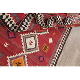 Kilim Qashqai Geometric Hand-Woven Wool Persian Oriental Rug - 9'10" x 3'8" Runner