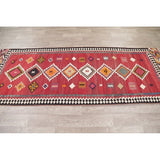 Kilim Qashqai Geometric Hand-Woven Wool Persian Oriental Rug - 9'10" x 3'8" Runner