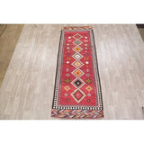 Kilim Qashqai Geometric Hand-Woven Wool Persian Oriental Rug - 9'10" x 3'8" Runner