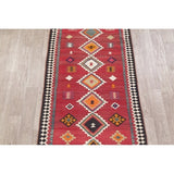 Kilim Qashqai Geometric Hand-Woven Wool Persian Oriental Rug - 9'10" x 3'8" Runner
